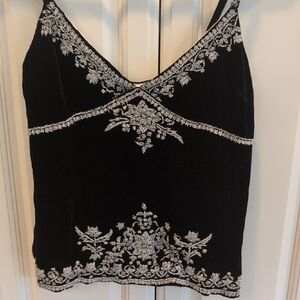 Tocca Black and Silver Embellished Camisole Top